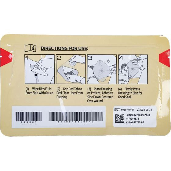 NAR HyFin® Vent Chest Seal, back of packaging