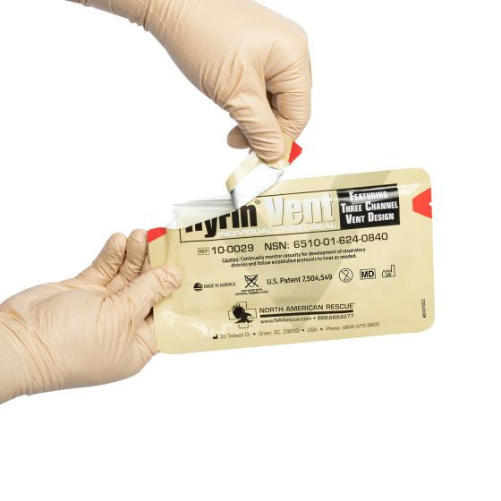NAR HyFin® Vent Chest Seal, being opened