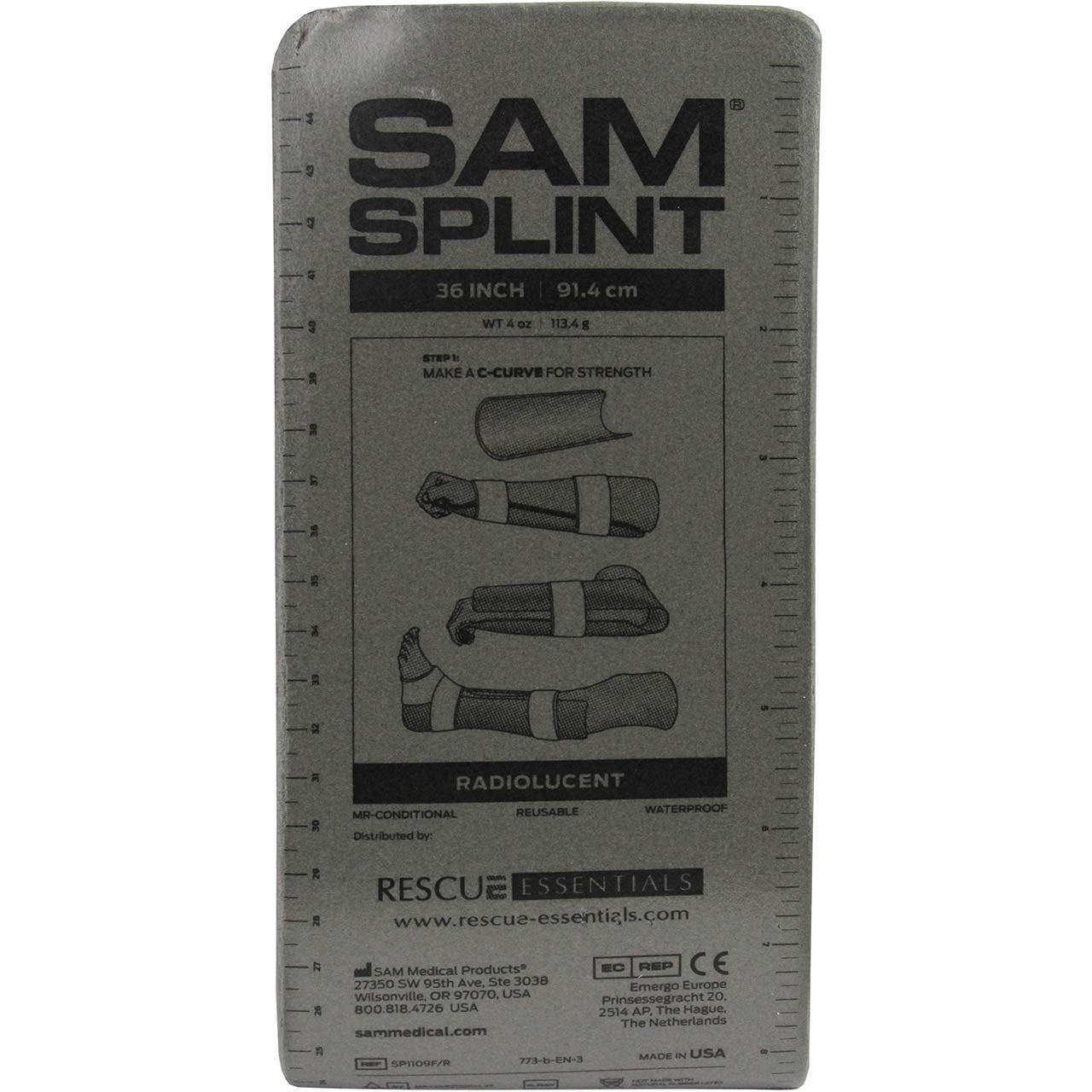 SAM Splint - Original 36 inch in grey color folded flat front view