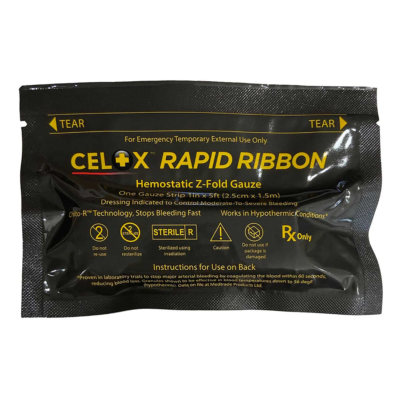 Celox Rapid Ribbon by Celox z-fold, front of package