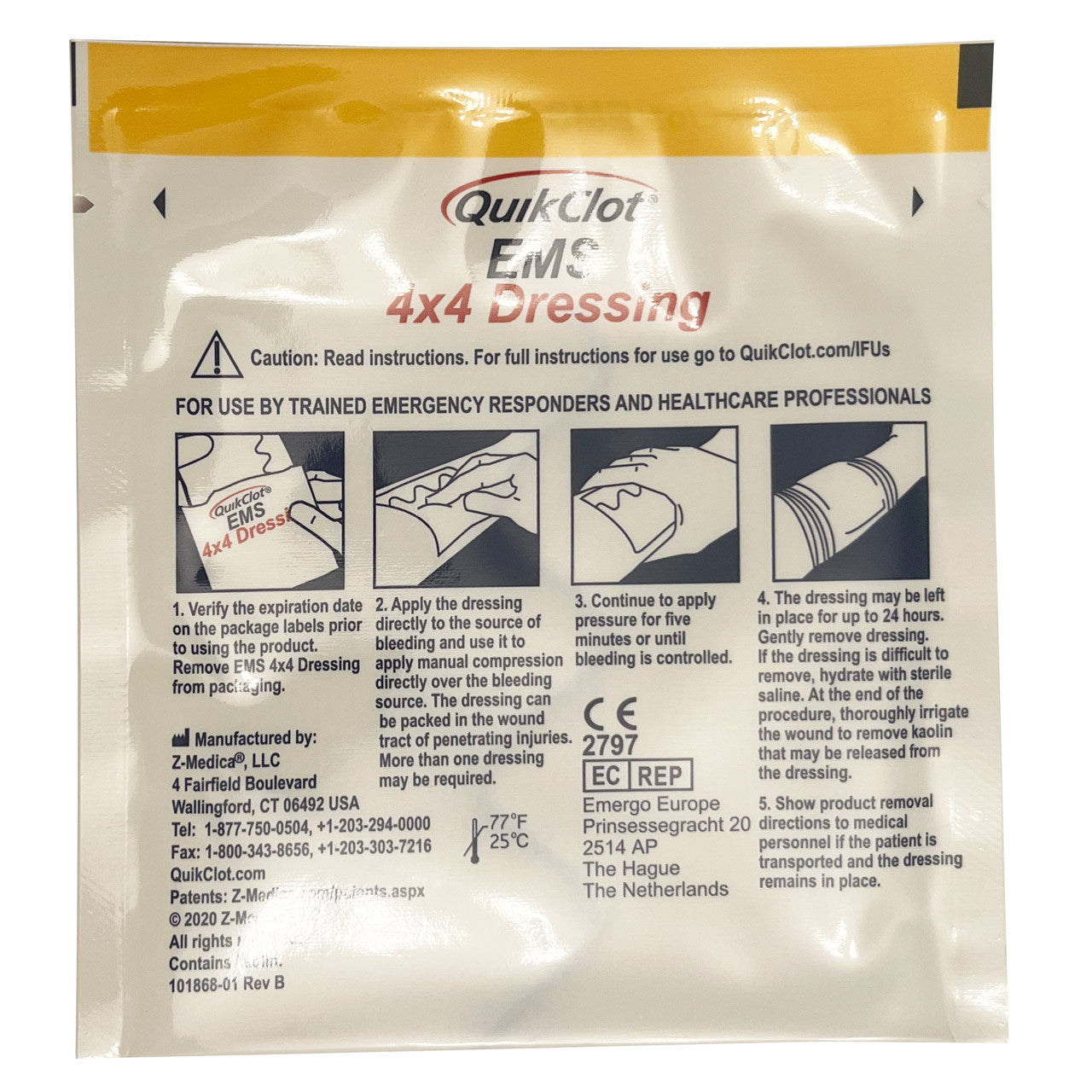 QuikClot EMS Starter Pack, dressing back