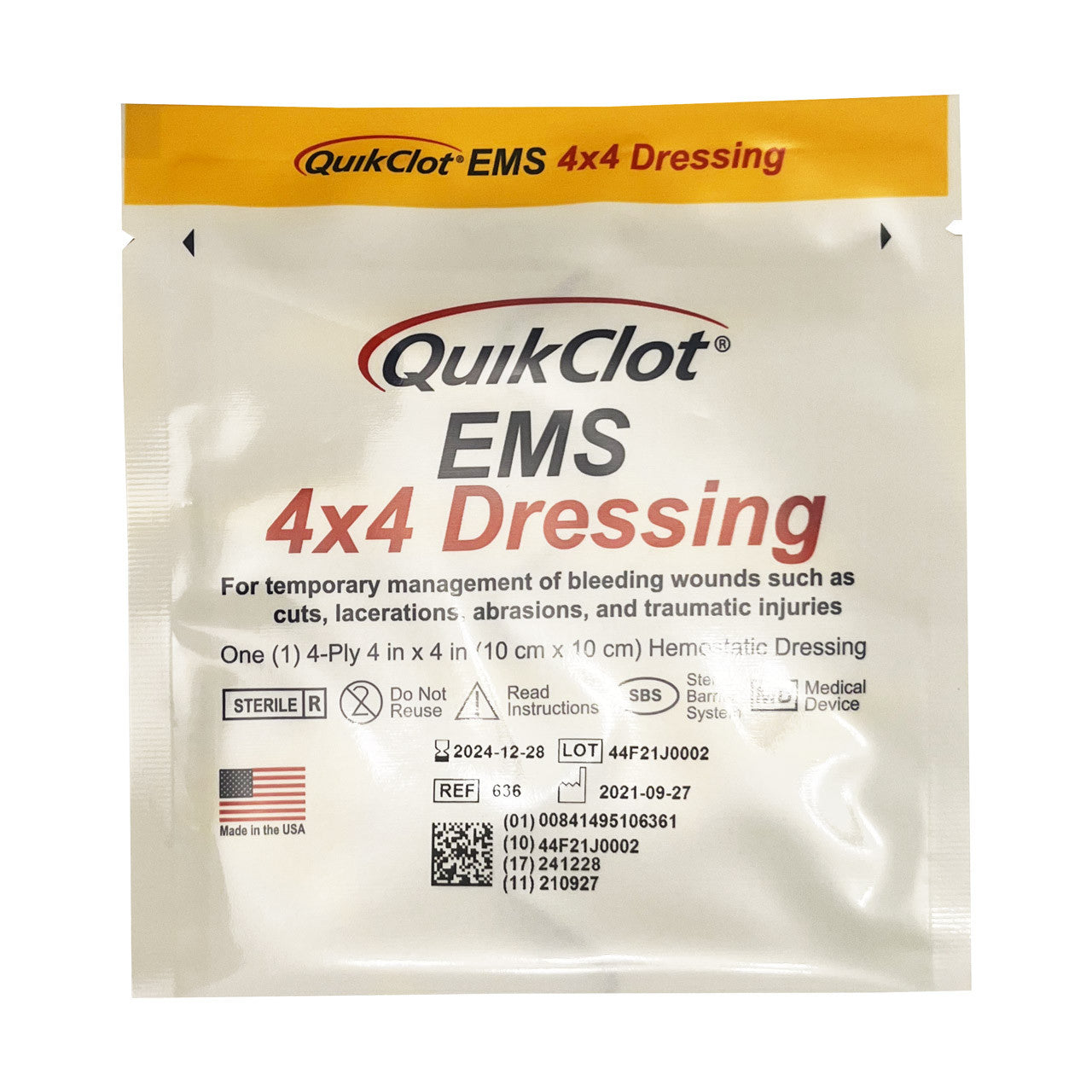 QuikClot EMS Starter Pack, dressing front