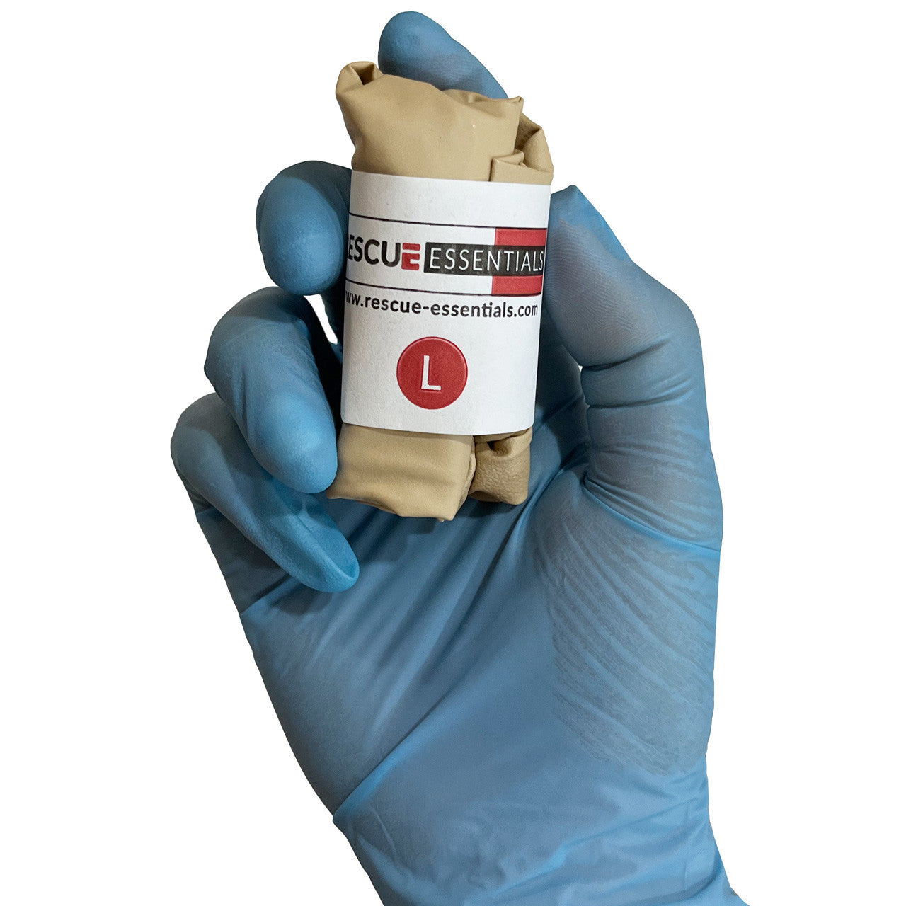 Bear Claw® Tan Nitrile Gloves, one pair in hand (Large)