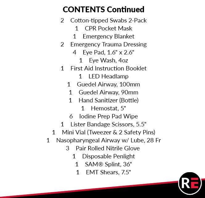 BLS Supplies Module, contents list part 2