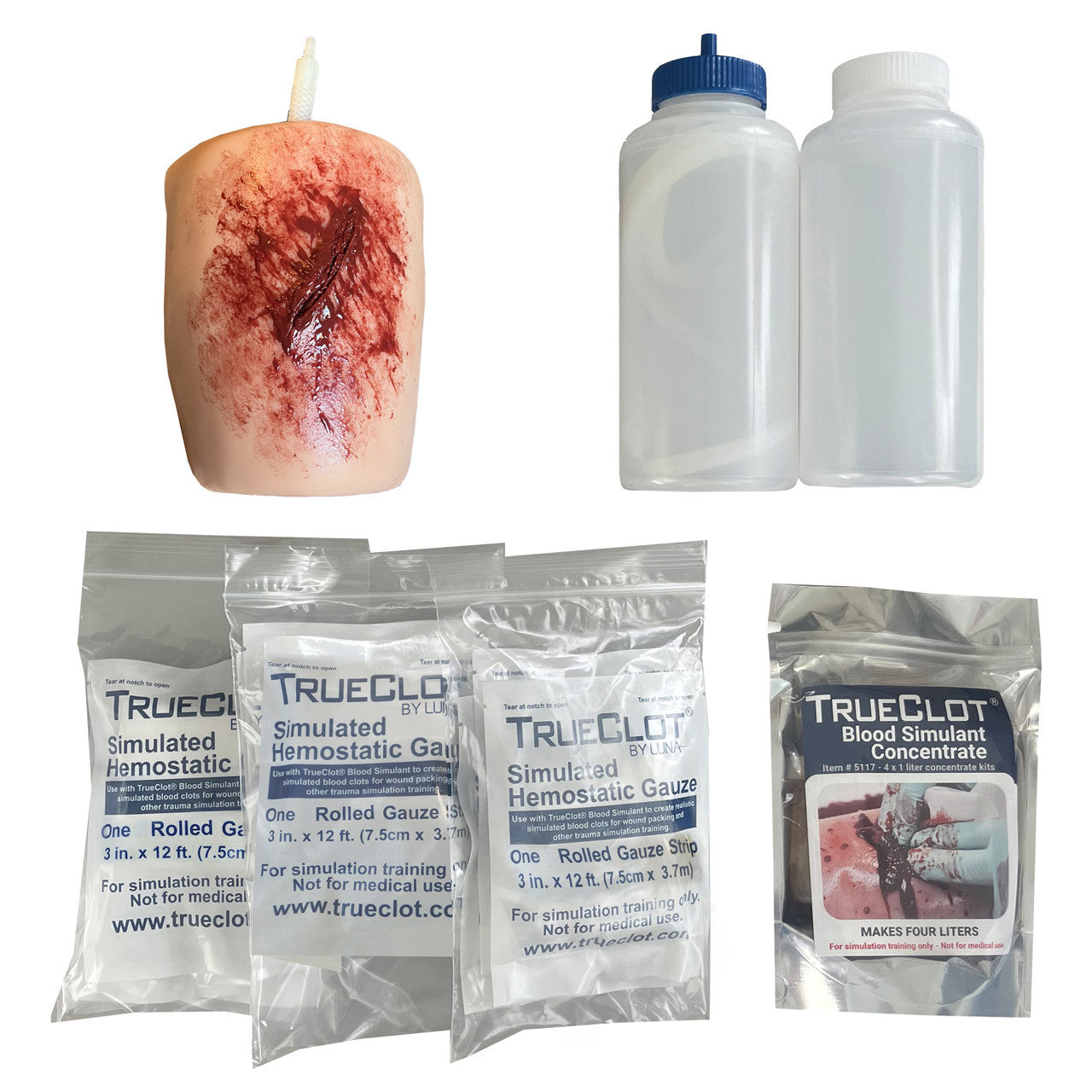 TrueClot® Wound Packing Training Kit Contents- Light Skin Tone