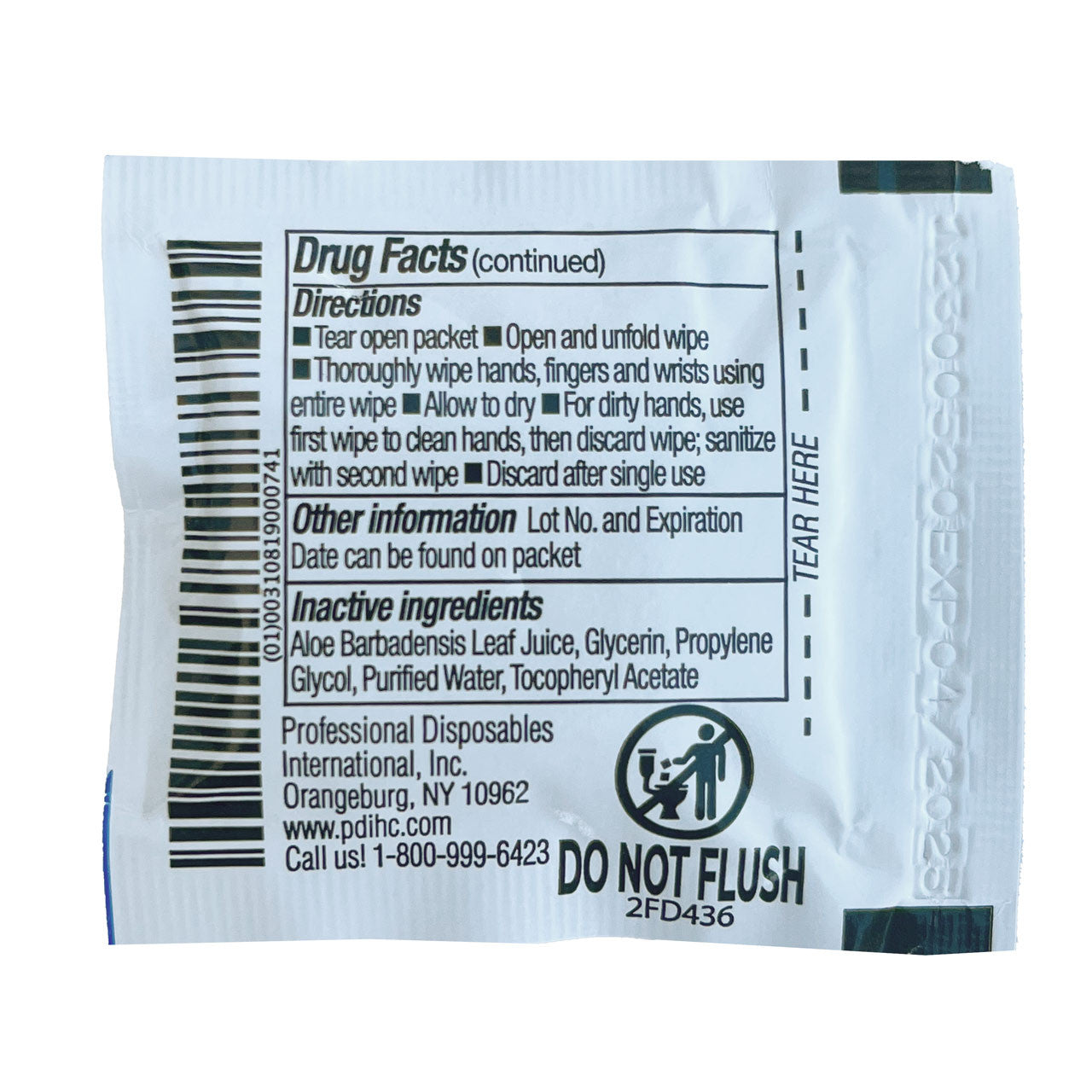 Sani Hands Antimicrobial Hand Wipe, Back