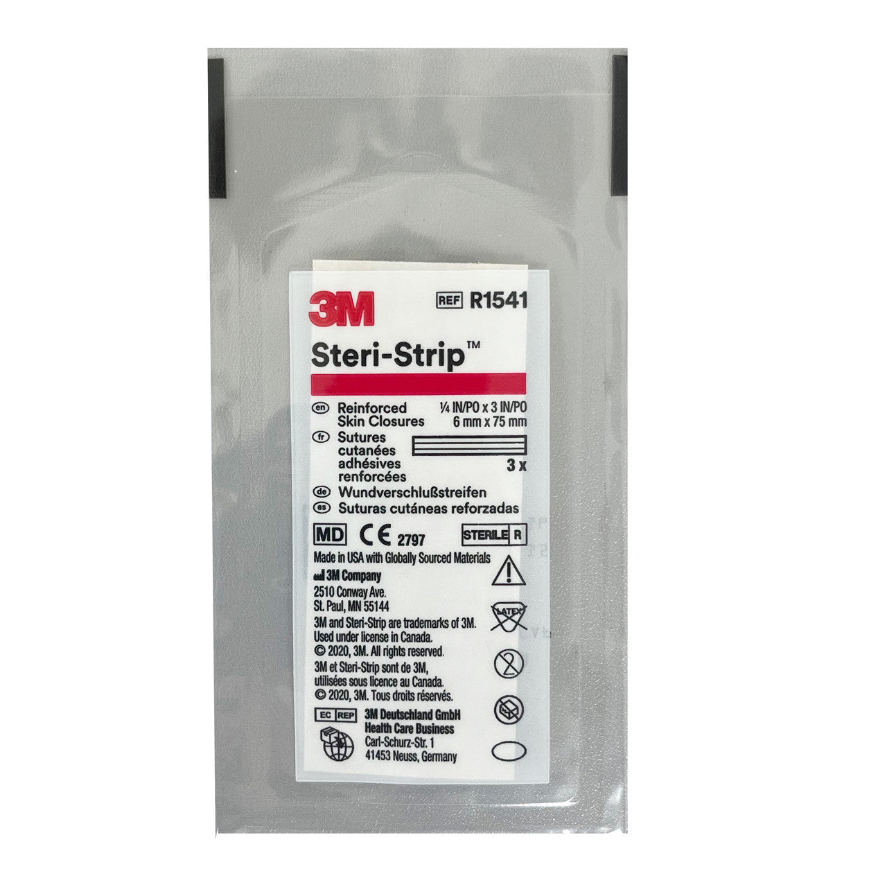 3M™ Steri-Strip™ Reinforced Skin Closures, Front Individual Steri-Strip pack