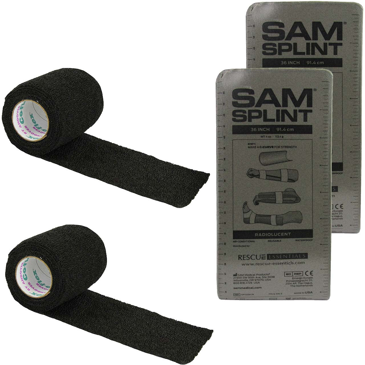 SAM Splint Combo Pack, Gray with Black Wrap – Rescue Essentials