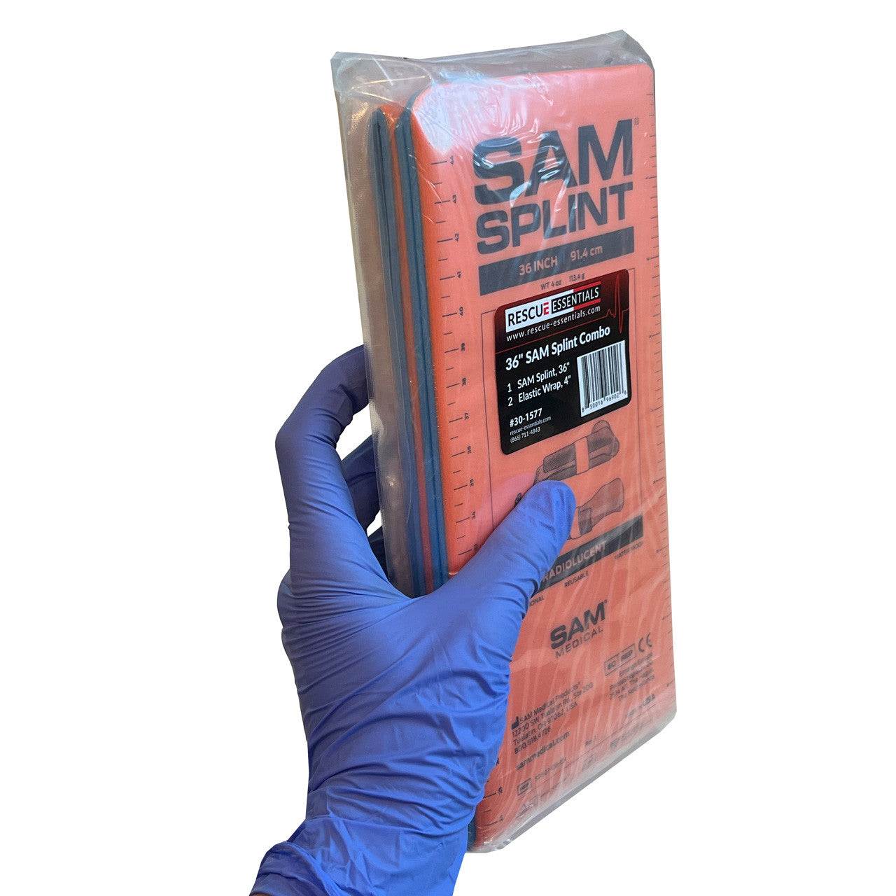 SAM Splint Combo Pack, packaged in hand