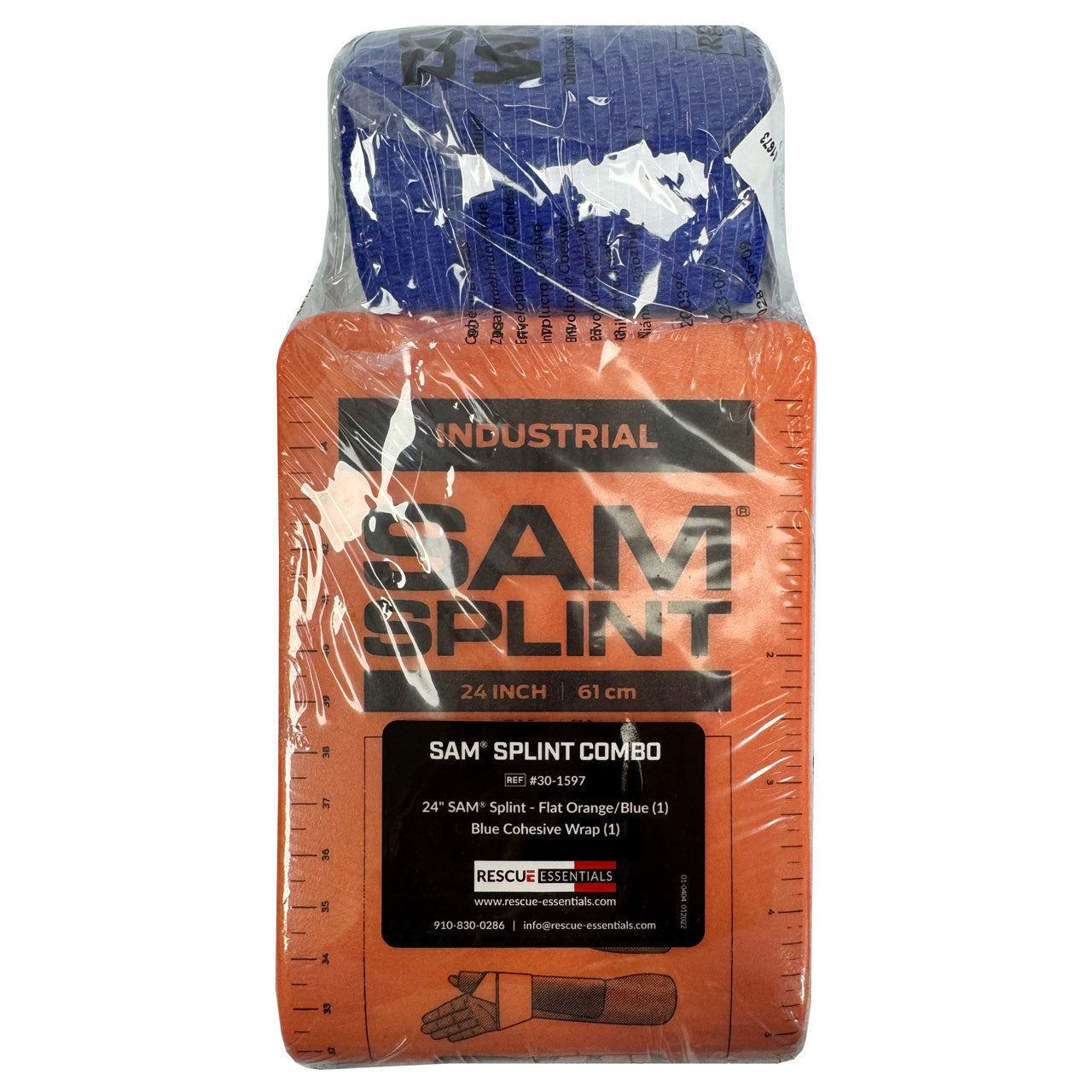 SAM Splint Combo Pack - (24" Orange/Blue Splint with Blue Cohesive Wrap)