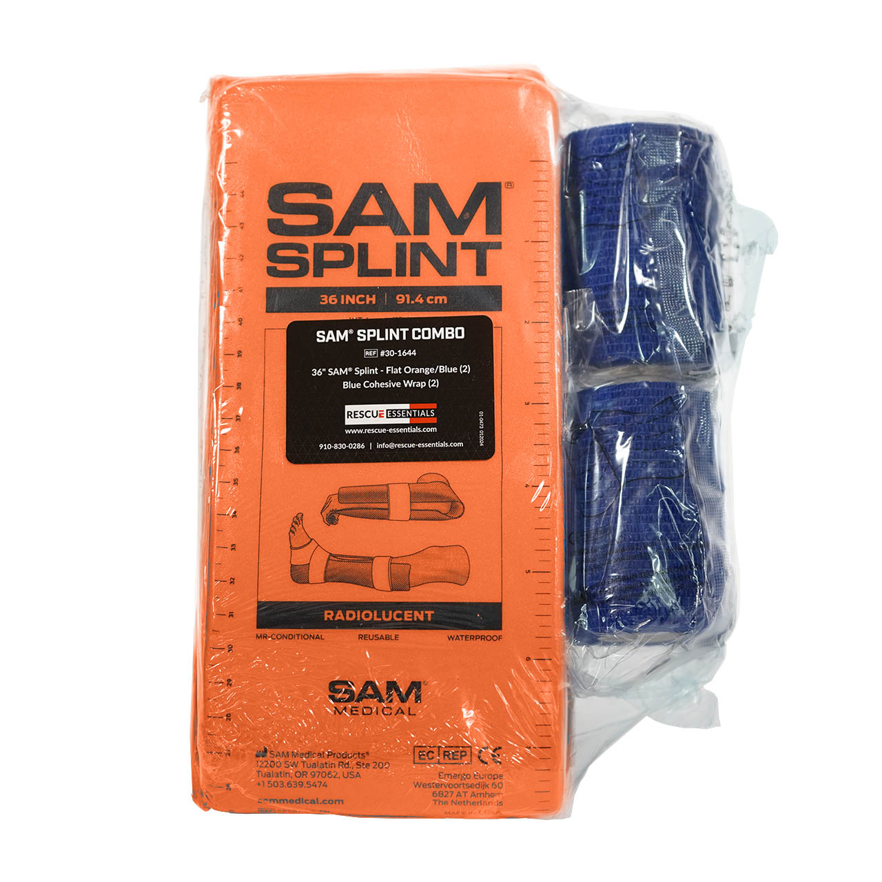 SAM® Splint Combo Pack (2 Orange/Blue 36" Splints & 2 Blue Cohesive Wrap)