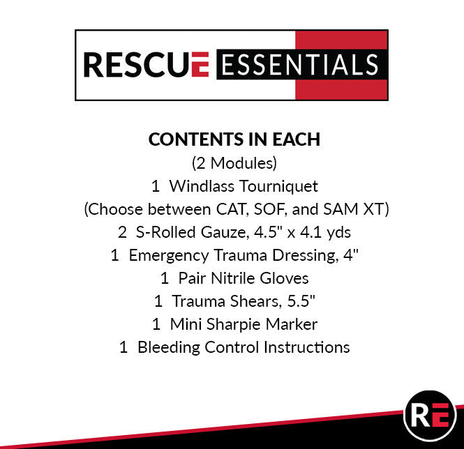 Stop The Bleed - Dual Treatment Kit, components list