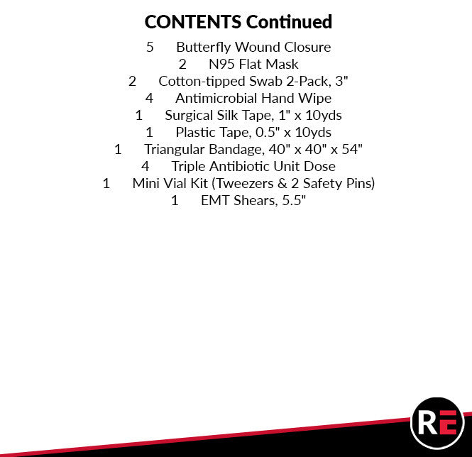 LE Vehicle First Aid Kit, contents part 2