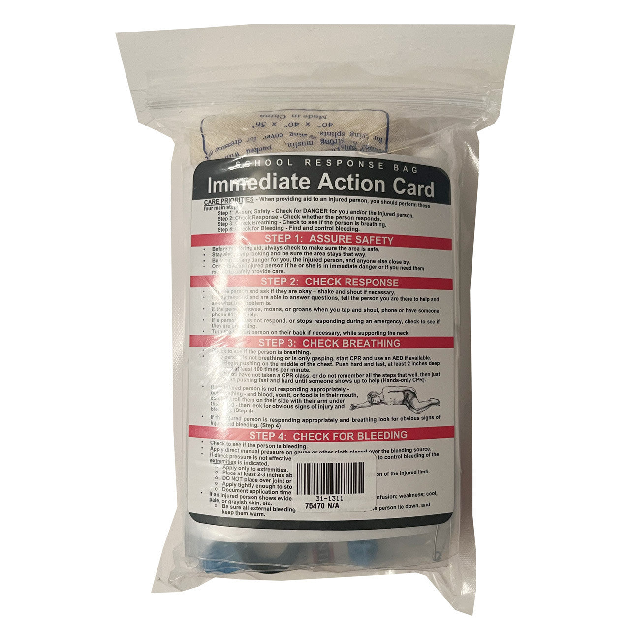 Individual Response Kit II, back of packaging