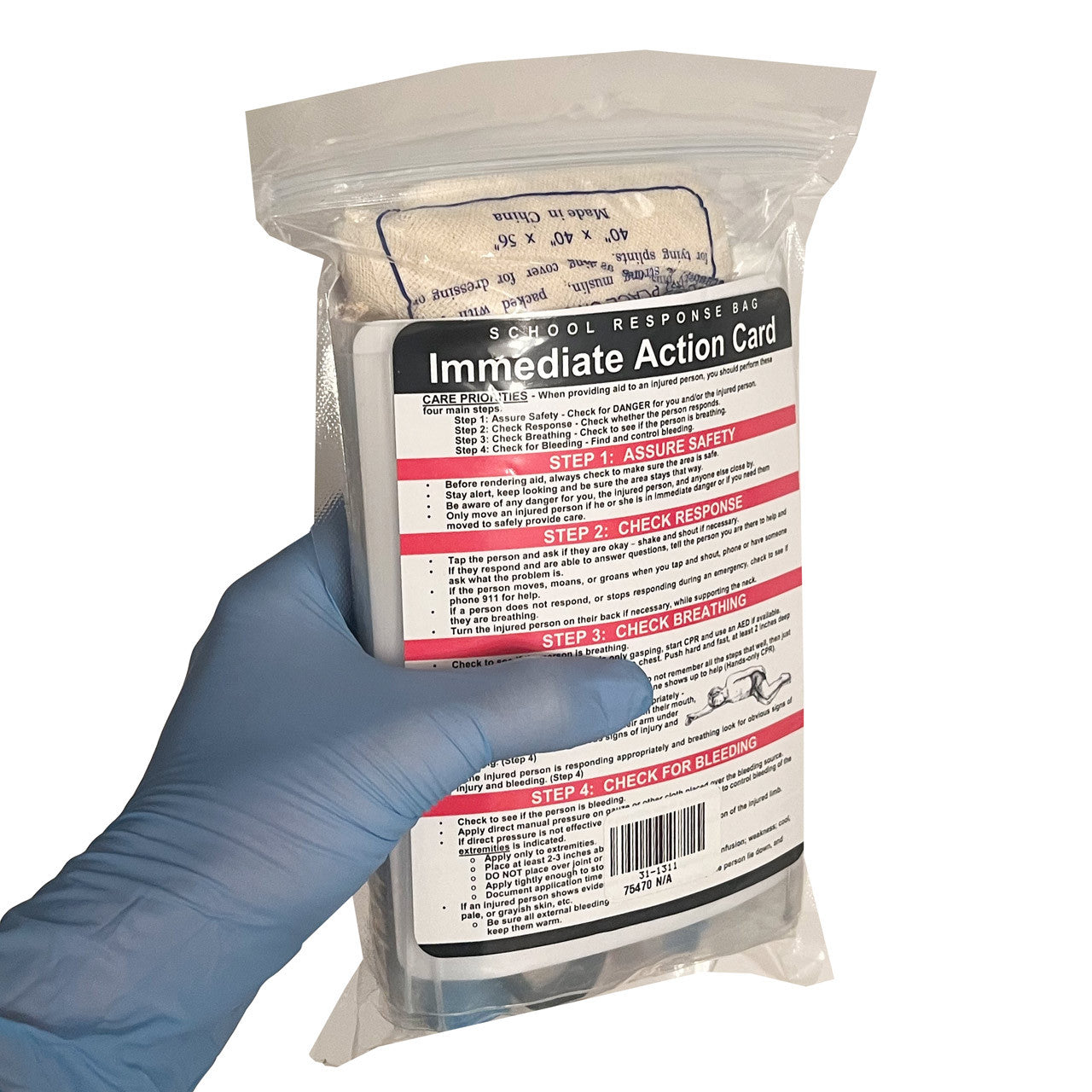 Individual Response Kit II, in hand (back)