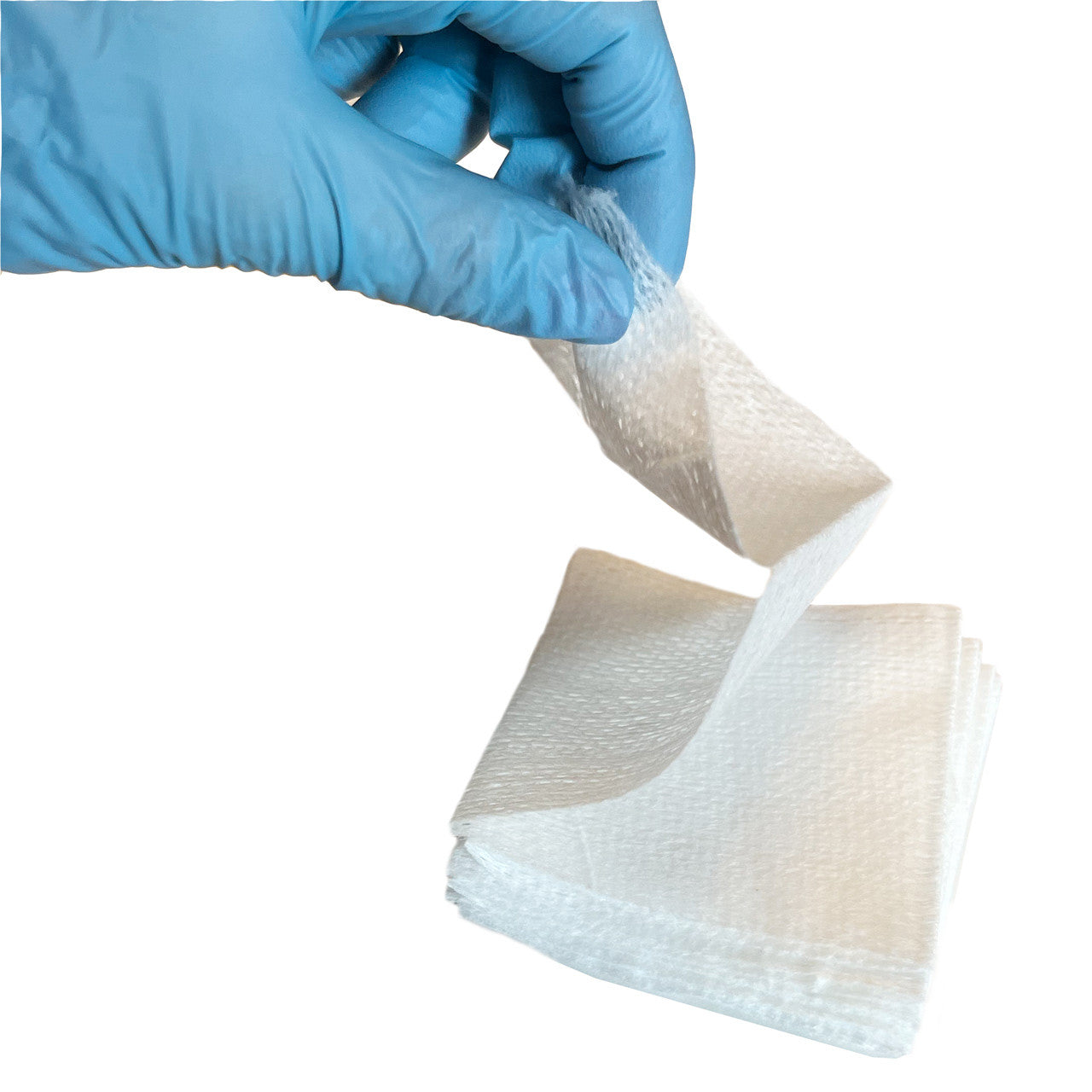 TrueClot® Simulated Hemostatic Gauze, being unfolded