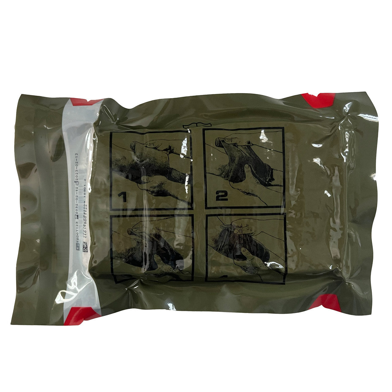 Emergency Trauma Dressing, back of packaging
