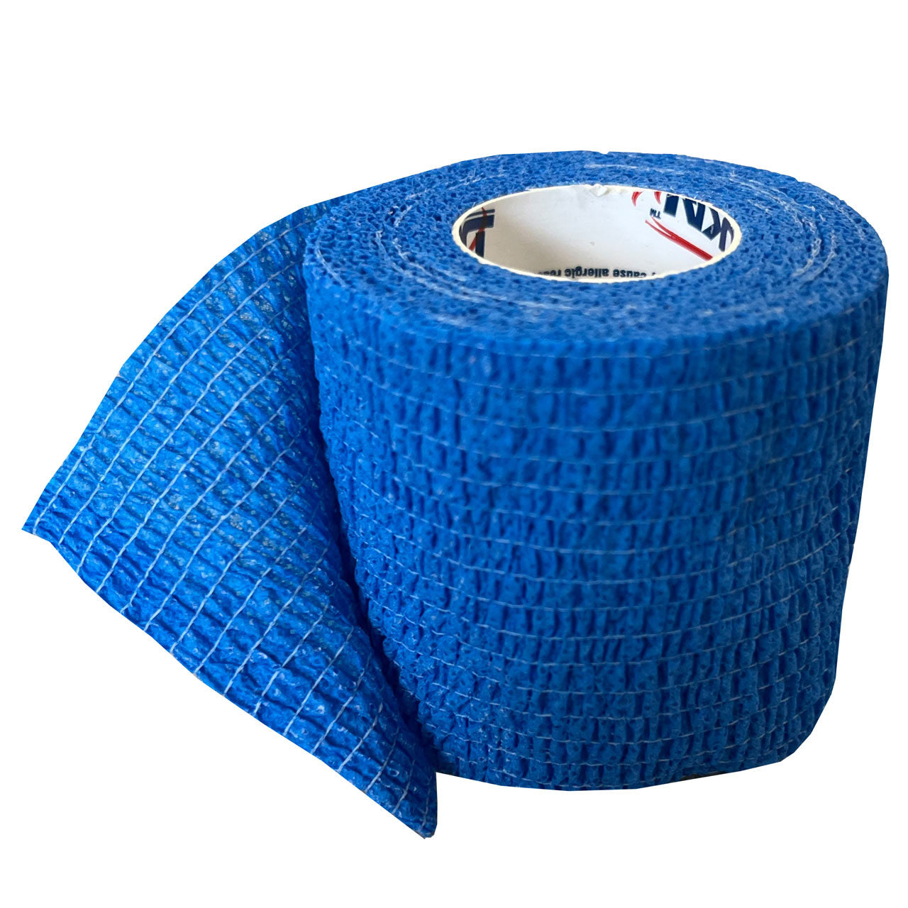 Blue Cohesive Wrap, partially unrolled
