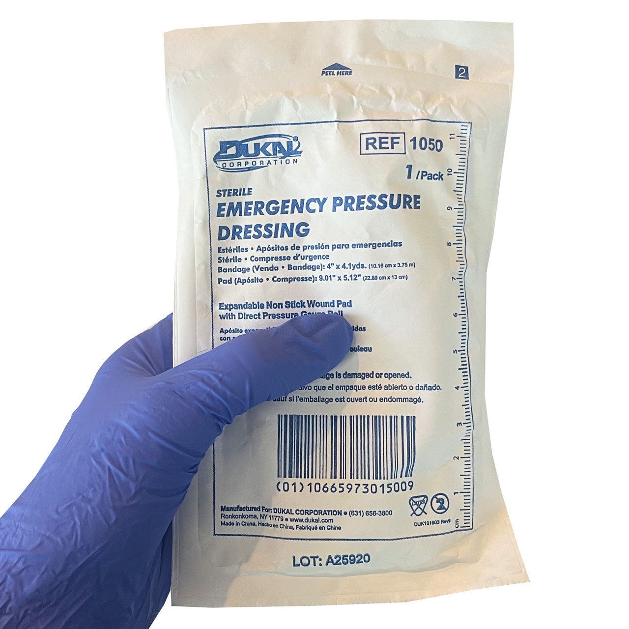 Emergency Pressure Dressing, in hand packaged