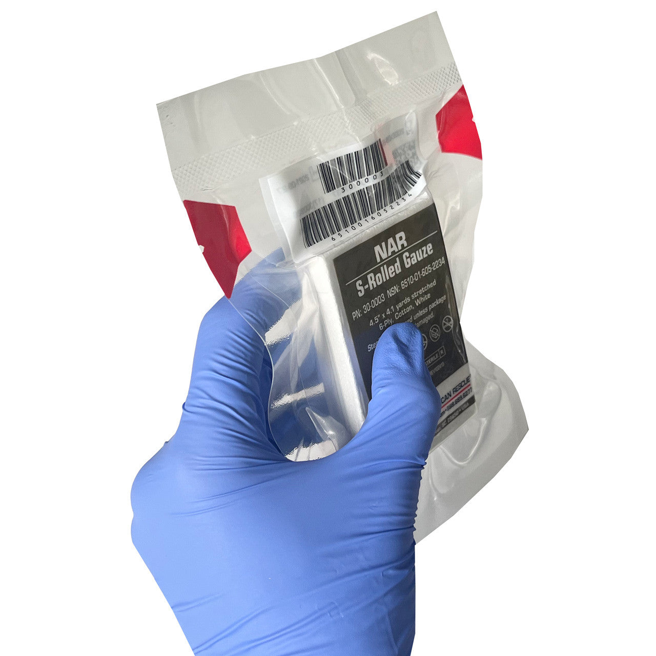 NAR S-Rolled Gauze, in hand