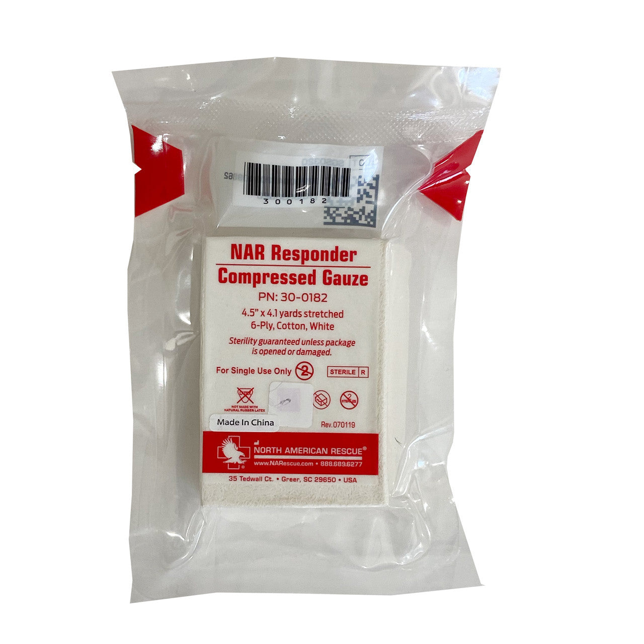 NAR Compressed Gauze by North American Rescue, In Package Front