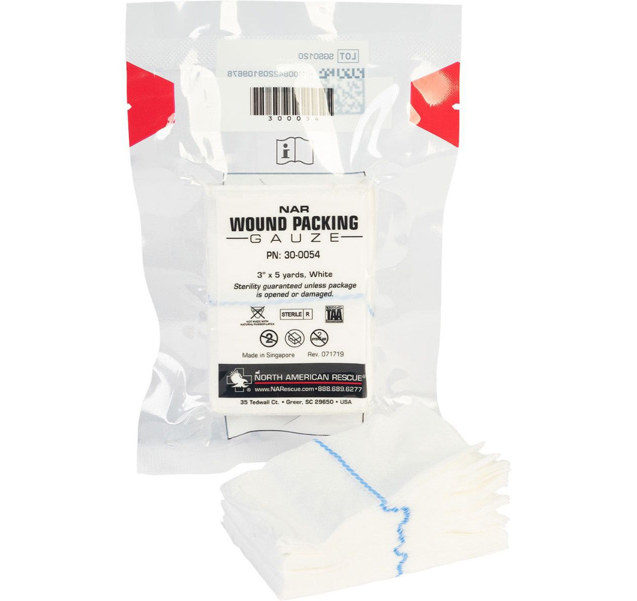 North American Rescue Wound Packing Gauze with packaging