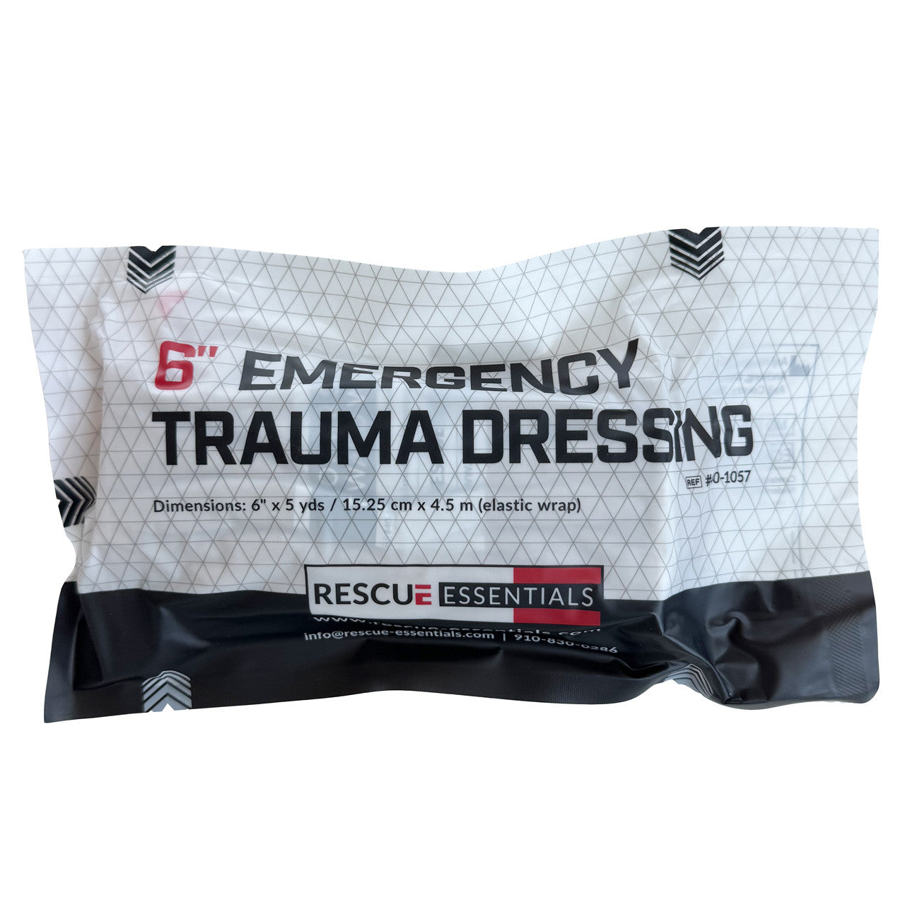 6" Rescue Essentials Emergency Trauma Dressing, packaged (front)