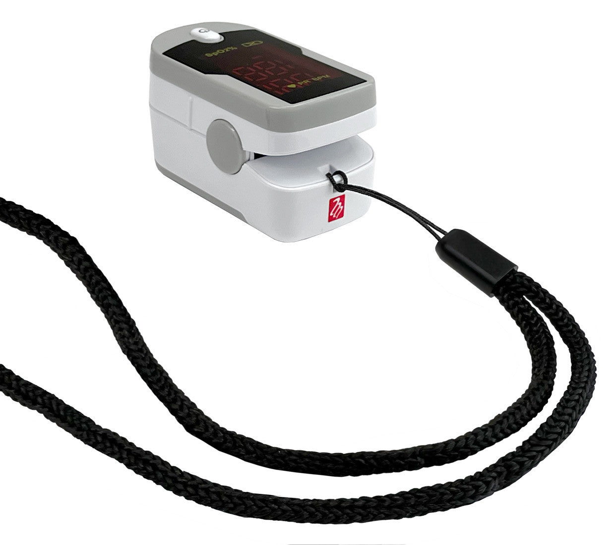 Basic Fingertip Pulse Oximeter, showing lanyard