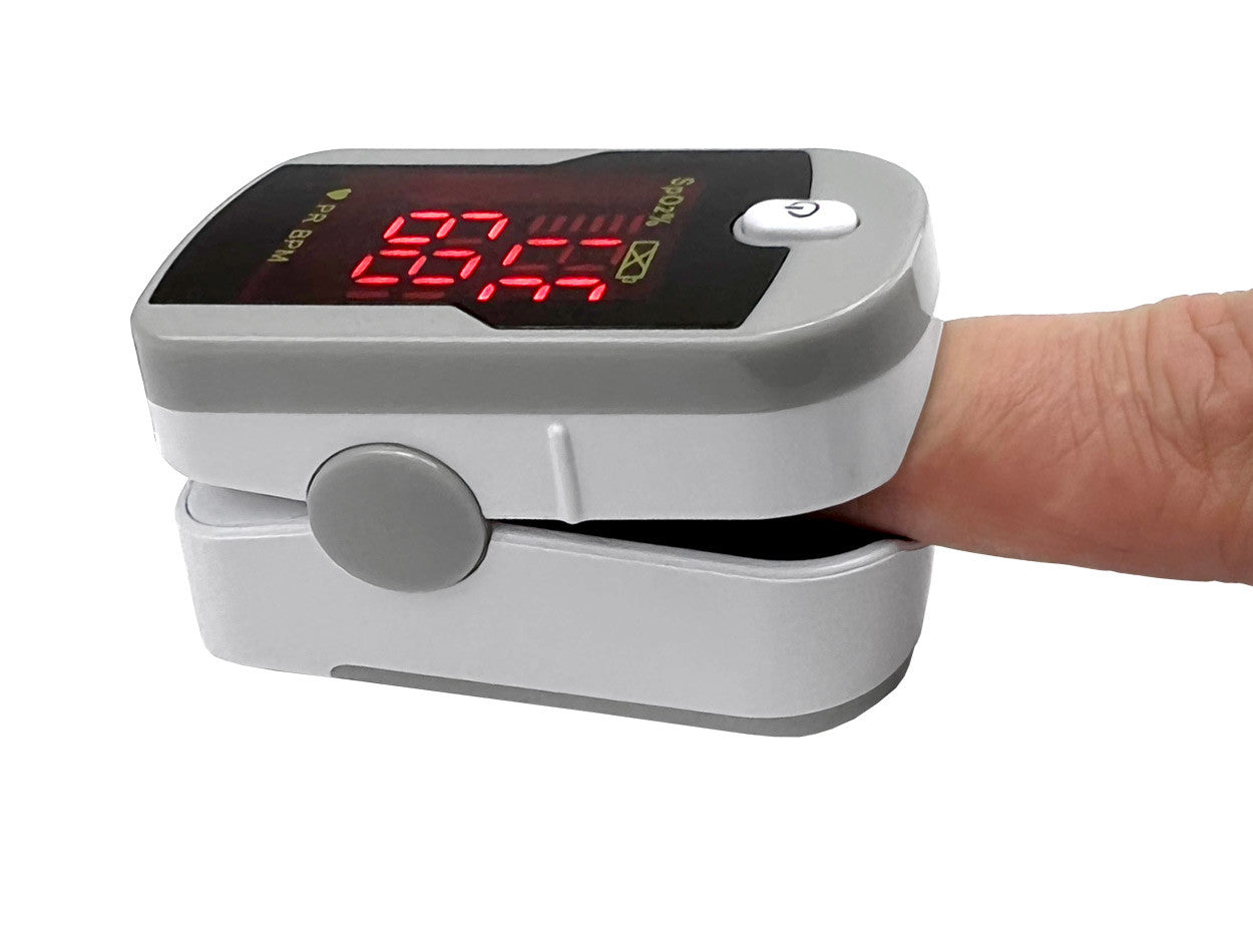 Basic Fingertip Pulse Oximeter, in use
