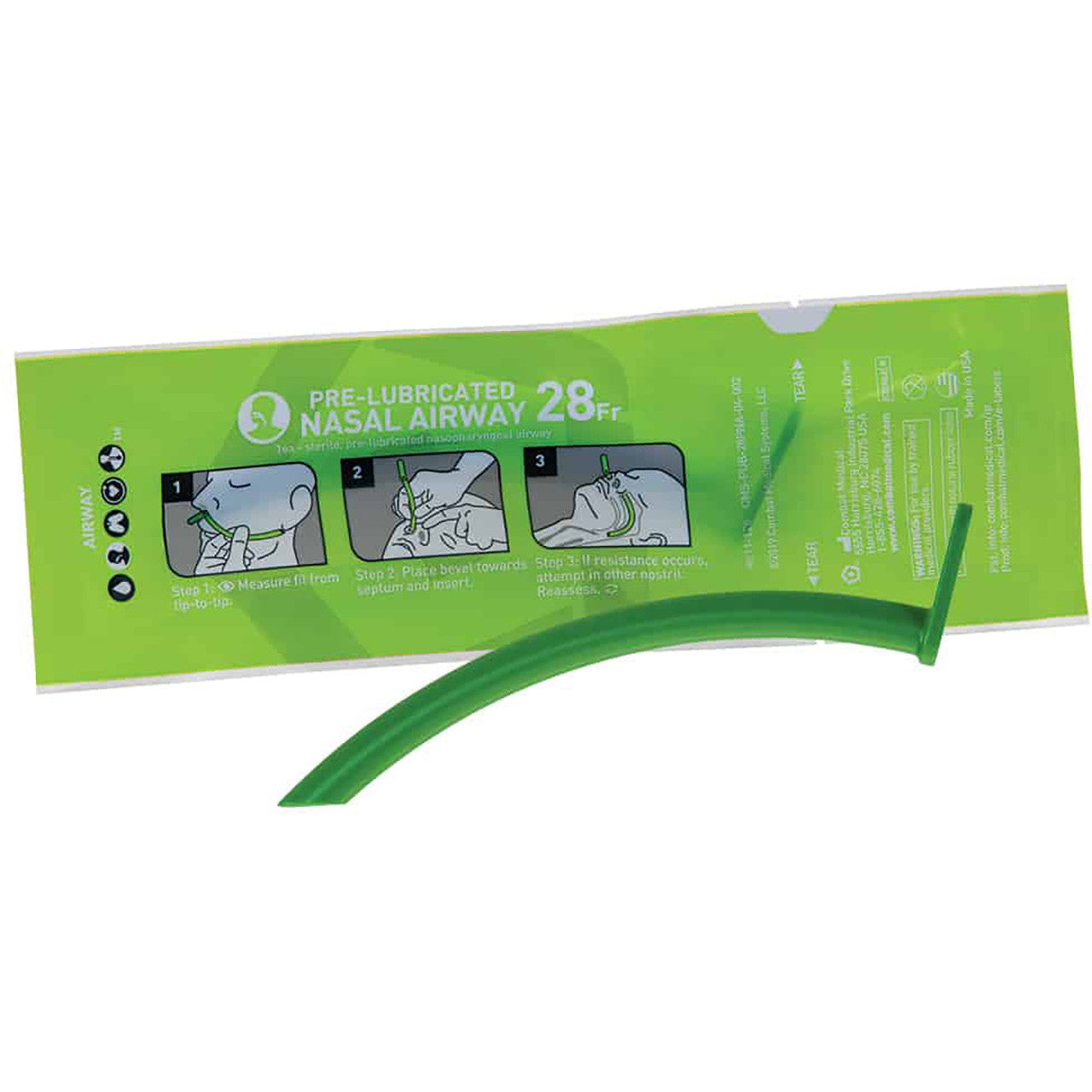 Pre-Lubricated Naso Airway shown with packaging