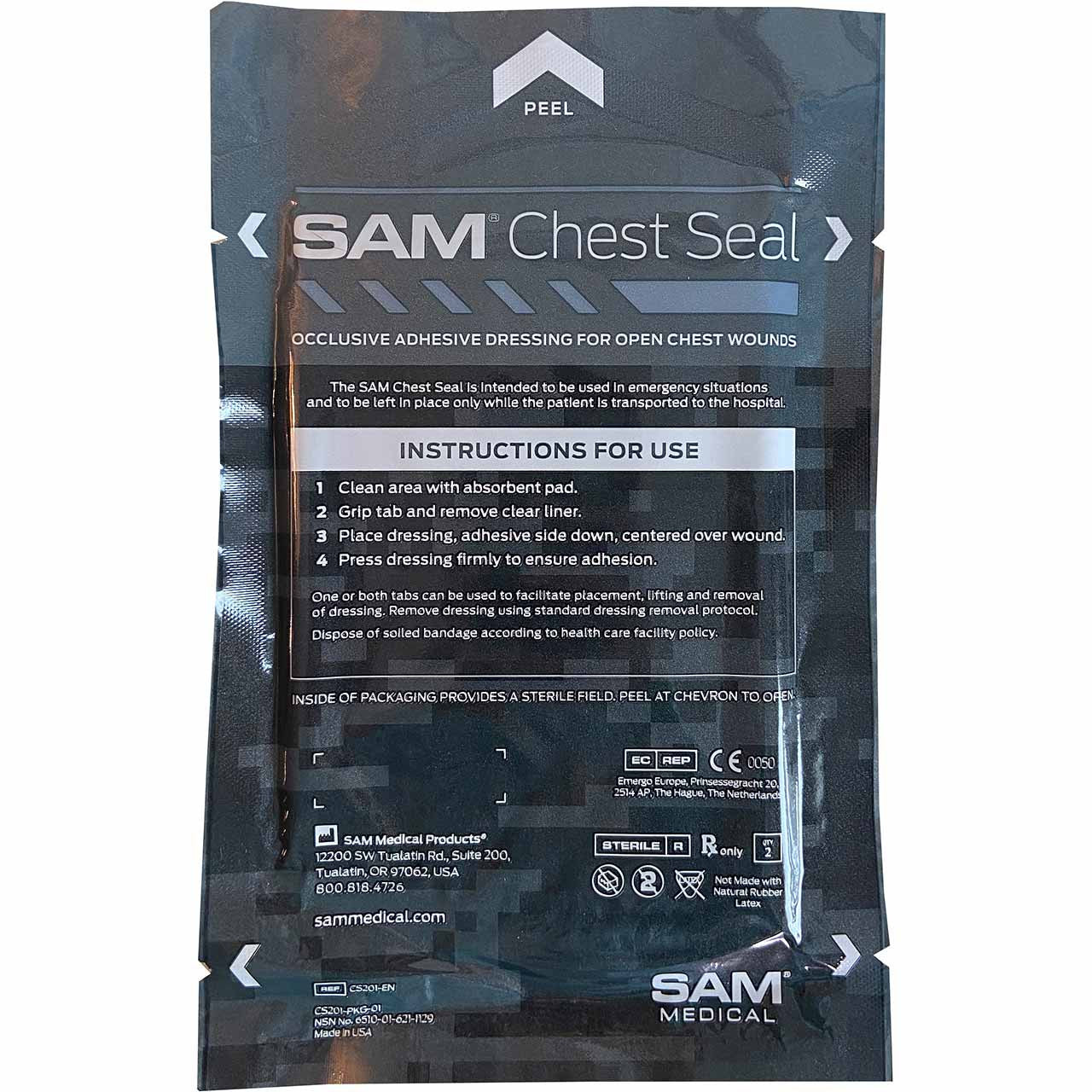 SAM® Chest Seal Unvented (2 pack) w/ Absorbent Pad
