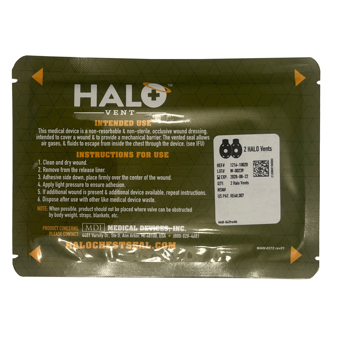 Halo Vent IFAK Chest Seal, 2 Per Package – Rescue Essentials
