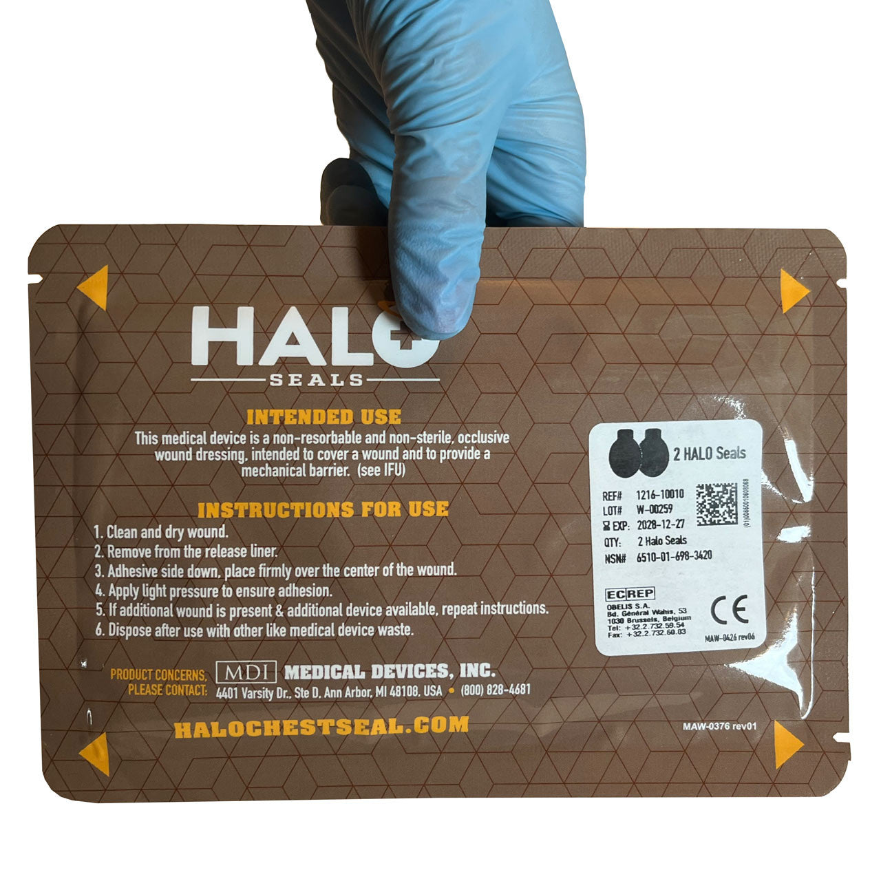 Halo Chest Seal, in hand