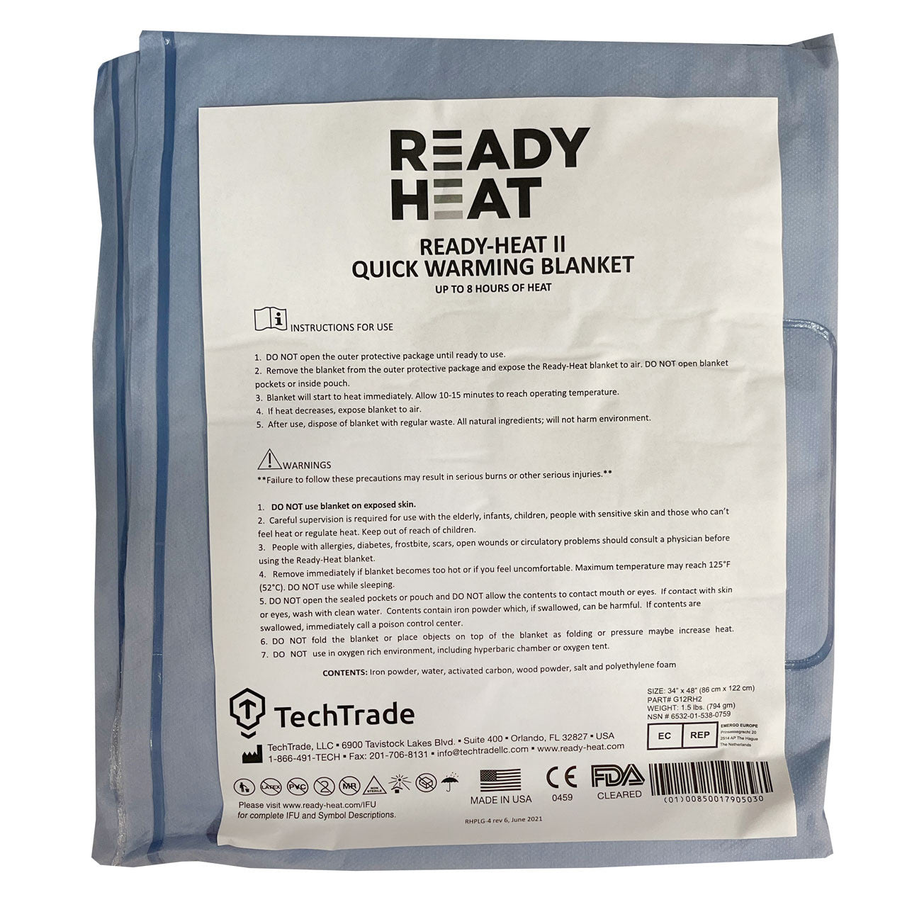 Ready Heat II Hypothermia Blanket, folded