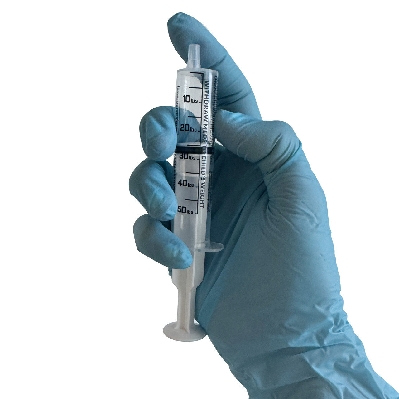 Slishman Pedidose Pediatric Dosing Syringe, in hand showing size