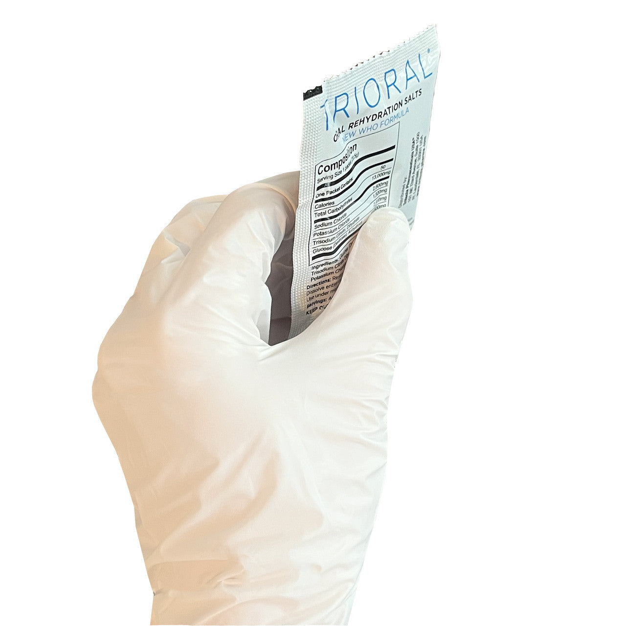 Oral Rehydration Salts, in hand