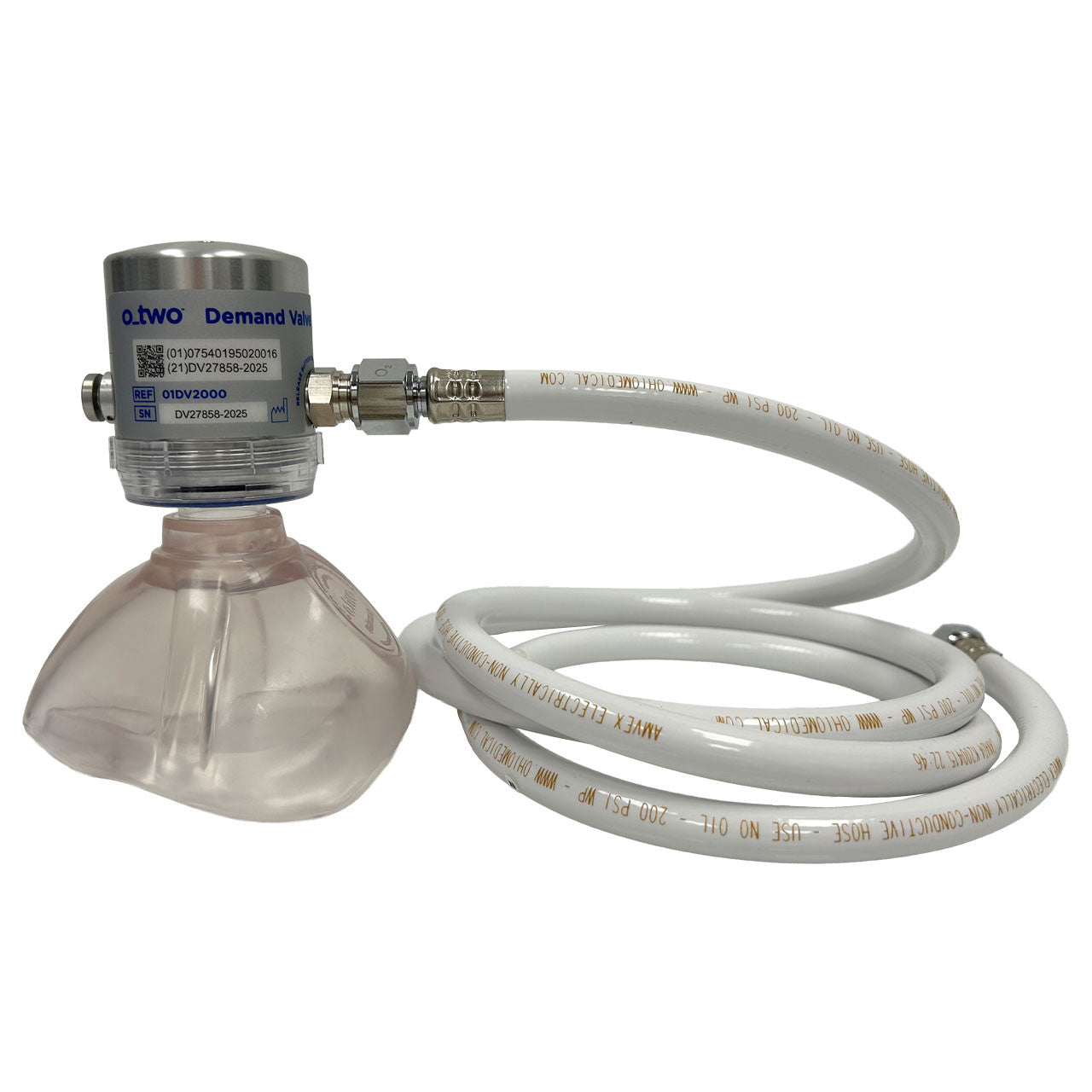 Demand Valve Resuscitator with 6 ft Supply Hose & Universal Face Mask