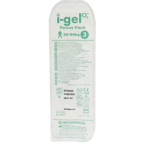 Adult i-gel O2 Resus Pack, in packaging (front)