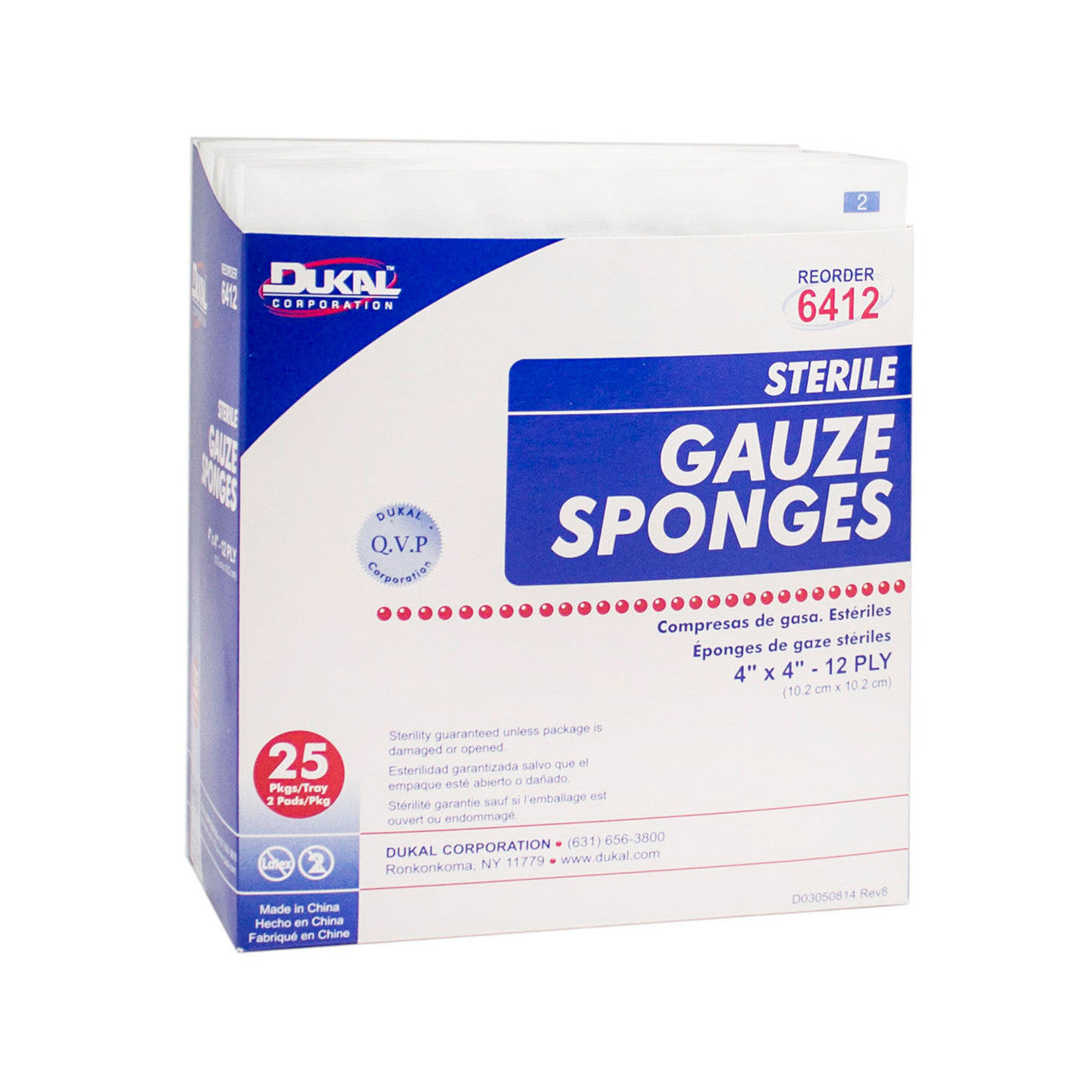 Sterile Gauze 4" x 4" Sponges, in box