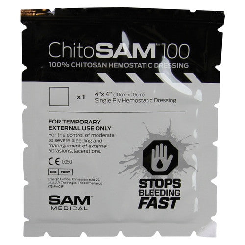 Chito-SAM™ 100 Hemostatic Dressing, front of packaging