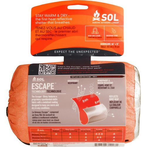 Escape Breathable Bivvy, back of packaging