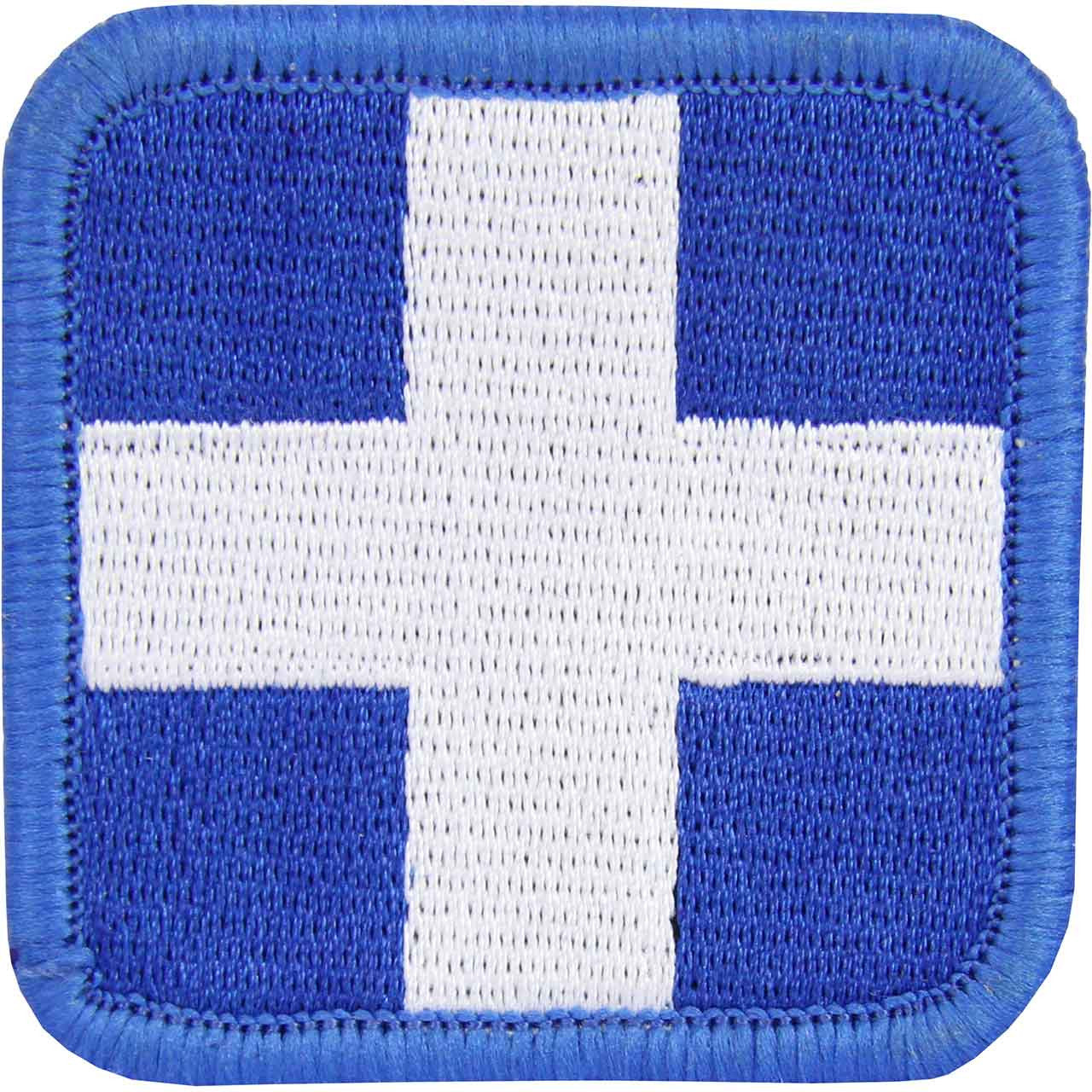 Embroidered Cross Patch, Blue and White