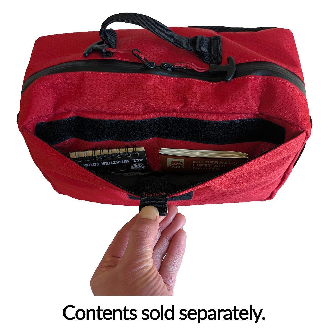 Agilis Medical Hip Pack front pocket open with notebooks