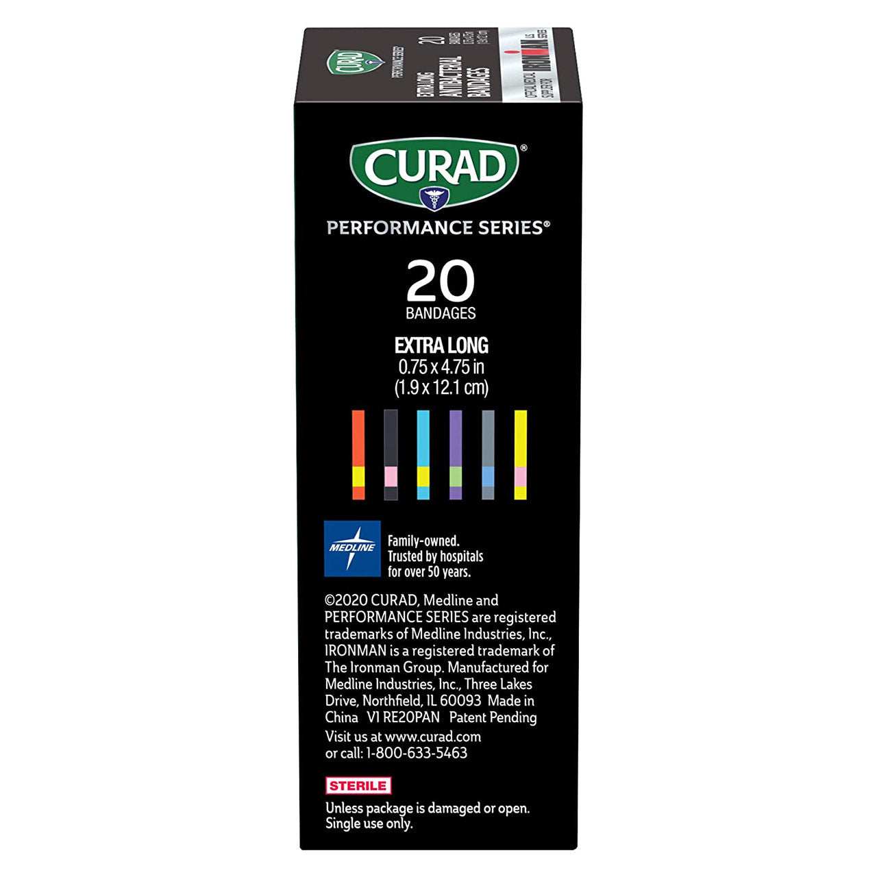 Curad Performance Series Bandages, side of box