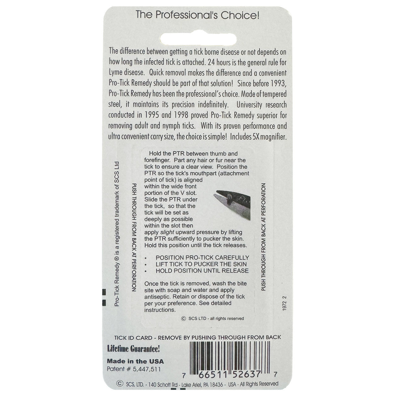 Pro-Tick Remedy, back of packaging