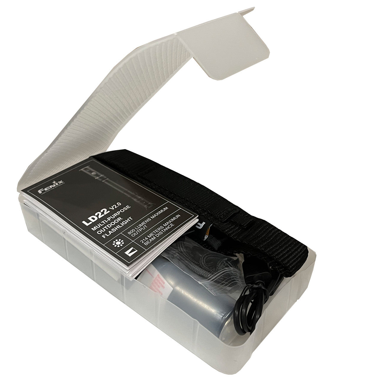 Fenix LD22 V2.0 Flashlight packaged, open