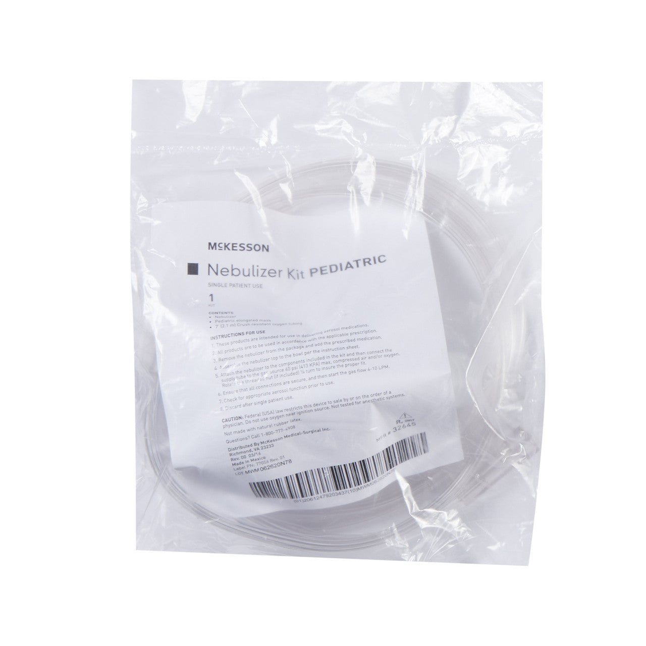 Nebulizer Mask Kit in packaging, Pediatric size