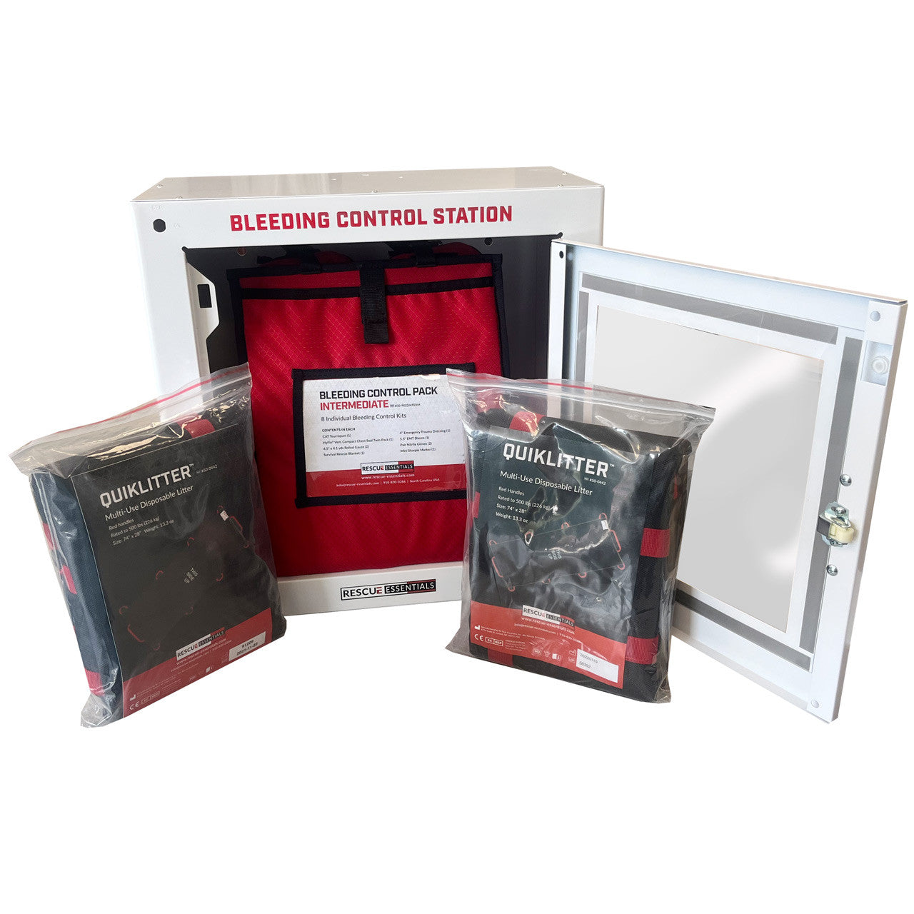 30-9030 Bleeding Control Station - IFAK Insert With Wall Mount Cabinet + 2 QuikLitters