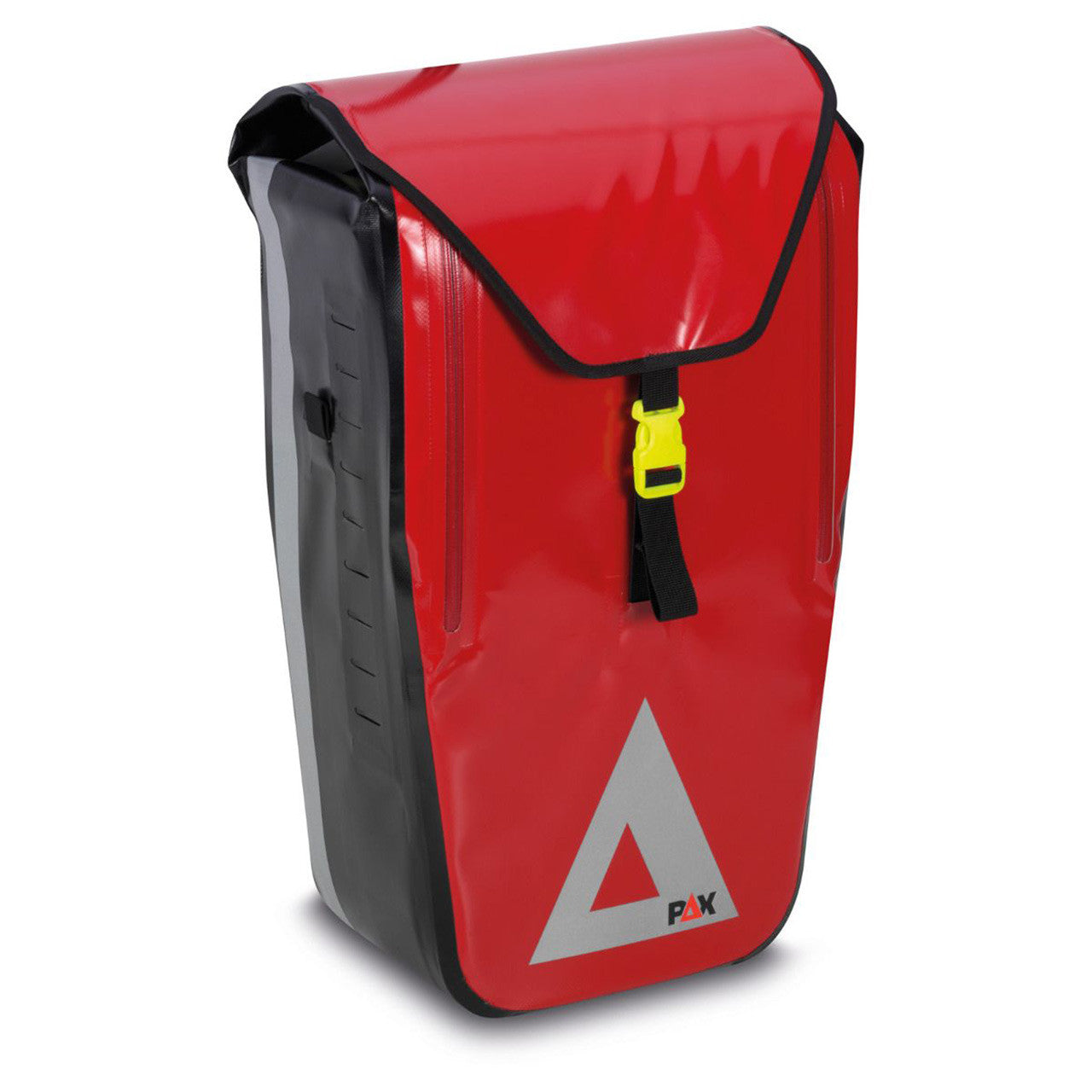 Red PAX bicycle bag, front