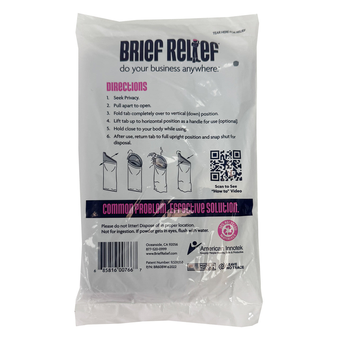 Brief Relief Liquid Waste Bag for Women